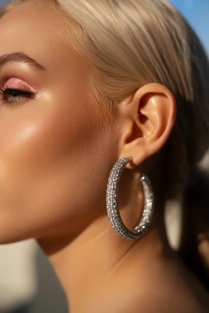 Affordable rhinestone hoop earrings for a Y2K aesthetic on a budget