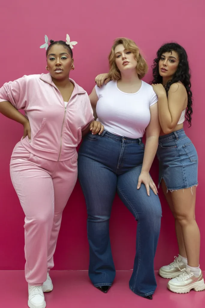 Early 2000s fashion trends comeback outfits restyled on three women in 2026