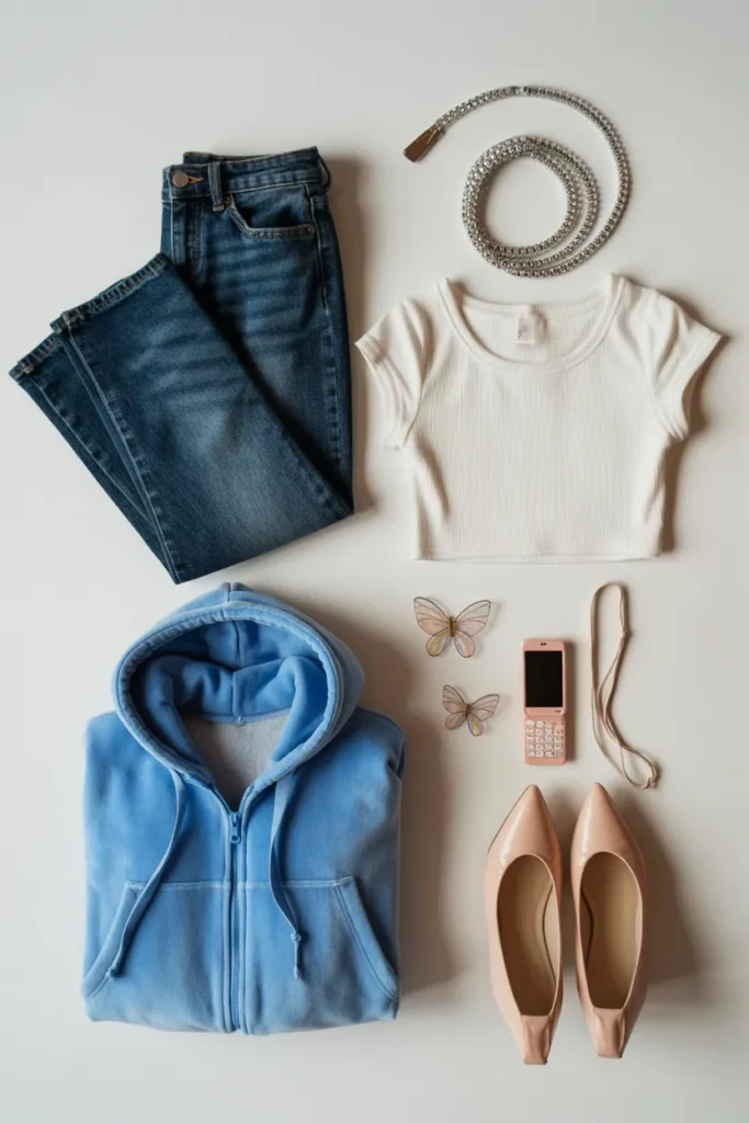 Where to shop 2000s fashion trends comeback flat lay 2026 essentials