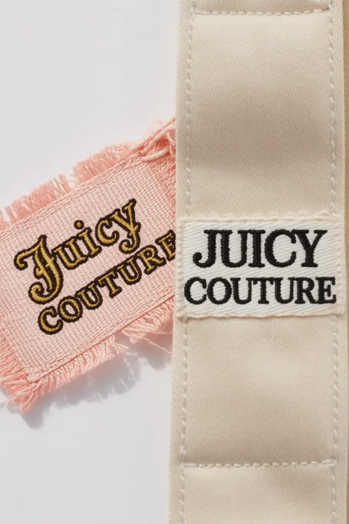 Authentic vintage Y2K clothing tag compared to modern reproduction