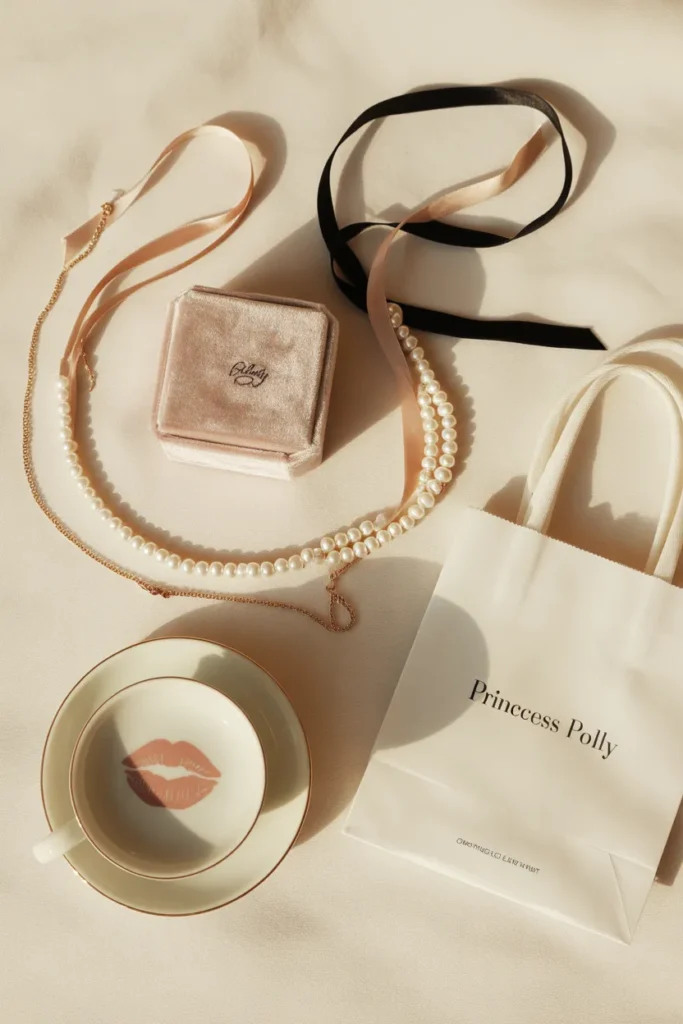 Choker necklace shopping flat lay with pearl, gold, and velvet styles from US retailers.