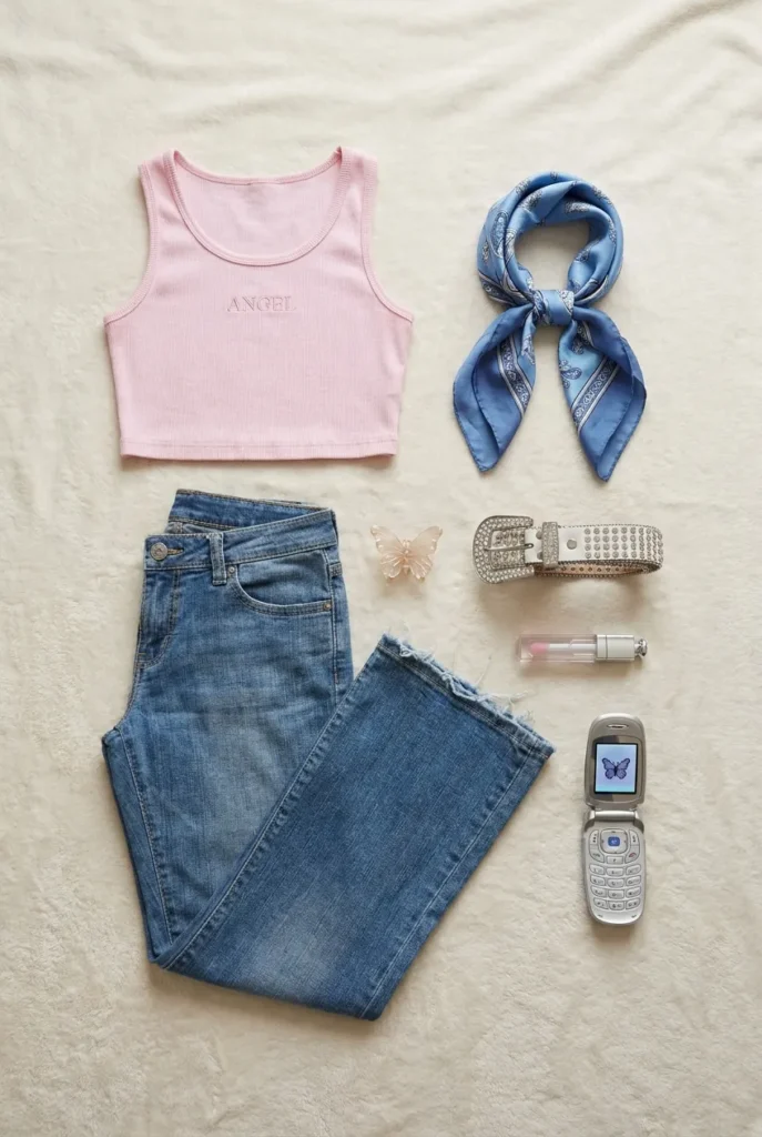 Christina Aguilera style shopping haul with baby tee scarf top and rhinestone belt