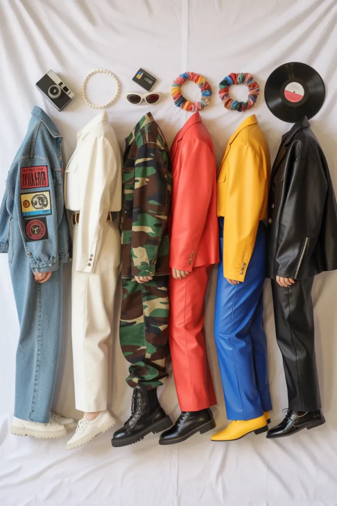 Five Destiny's Child fashion outfit theme ideas laid out for friend group coordinated looks.